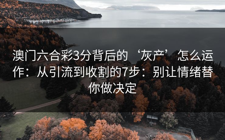 澳门六合彩3分背后的‘灰产’怎么运作：从引流到收割的7步：别让情绪替你做决定