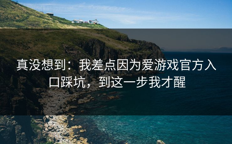 真没想到：我差点因为爱游戏官方入口踩坑，到这一步我才醒